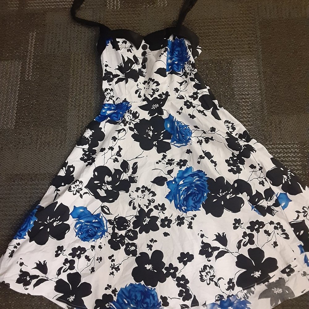 Black and Blue Flower Dress
